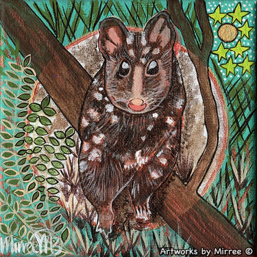 Australian Spotted-Tiger Quoll Framed Canvas Print by Mirree Contemporary Aboriginal Art